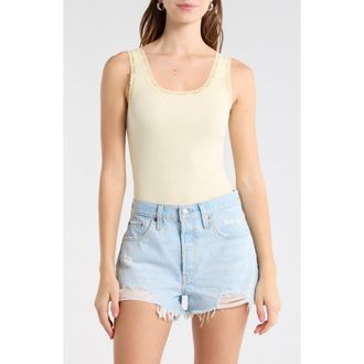 Abound Lace Trim Tank Top in Yellow Frost at Nordstrom Rack, Size X-Large