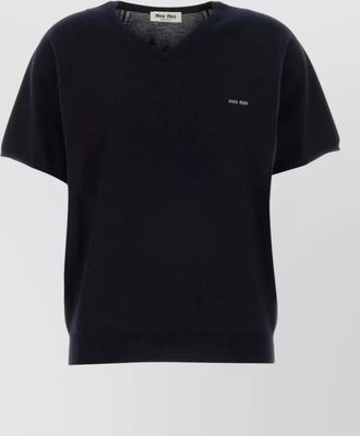 Miu Miu wool sweater short sleeves v neck