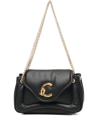 Coccinelle logo-plaque chain shoulder bag - women - CALFSKIN - One Size - Black