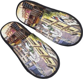 Generic Slippers Paris Street Cafe European Building Cotton Shoes With Mute Sole Sliders For Hotel Trip Christmas L