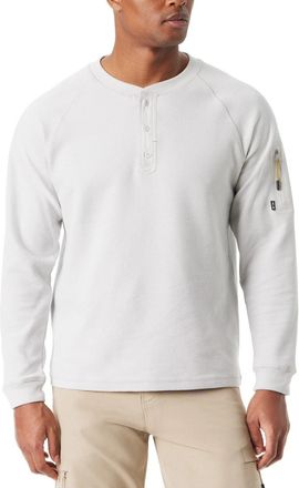 G.H. Bass & Co. Bass Outdoor Henley Shirt Mens White Thermal Relaxed Fit Performance FTS1605