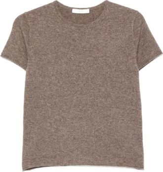 Co Fijngebreid T-shirt - Dames - T-shirts - Bruin - XS - Tops