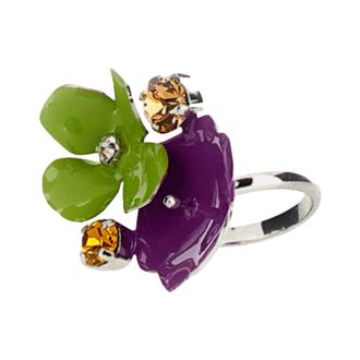 Marni Accessoires, Dames, Veelkleurig, ONE Size, Anello made in Italy con fiori e pietre