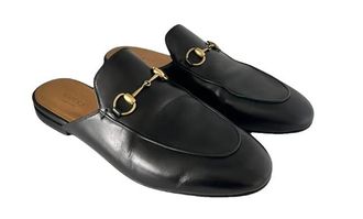 Gucci Black Leather Princetown Slippers Size 36.5