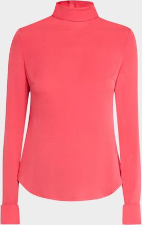 Giambattista Valli Mock-Neck Long-Sleeve Silk Blouse