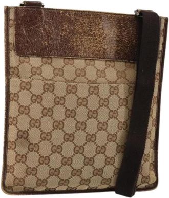 Gucci Pre-owned Cross Body Bags, female, Beige, Size: ONE SIZE Pre-owned Canvas Cross Body Bag