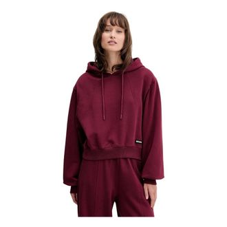Rotate Rotate Birger Christensen - Terry Back Cropped Hoodie - Dames - Sweatshirts & Hoodies - Rood - Maat: L Katoen