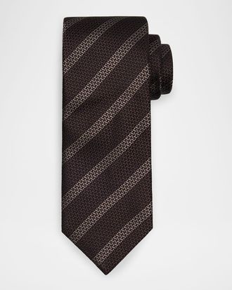 Brunello Cucinelli Mens Cross Stitch Stripe Tie