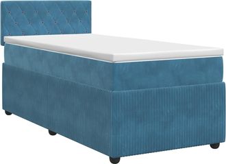 vidaXL Cama Box Spring Con Colch&oacute;n Azul Oscuro 100 X 200 Cm Terciopelo Vidaxl