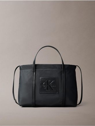 Calvin Klein Womens Nylon Small Tote Crossbody Bag - Black