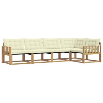 vidaXL Conjunto De Sof&aacute;s De Exterior Con Coj&iacute;n 5 Pcs Blanco Y Crema Vidaxl