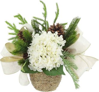 Creative Displays Inc. Christmas Holiday Arrangement With White Hydrangeas & Bows