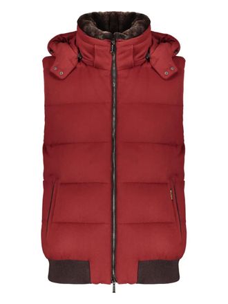 Moorer hooded-neck gilet - men - Fabric - 48 - Red