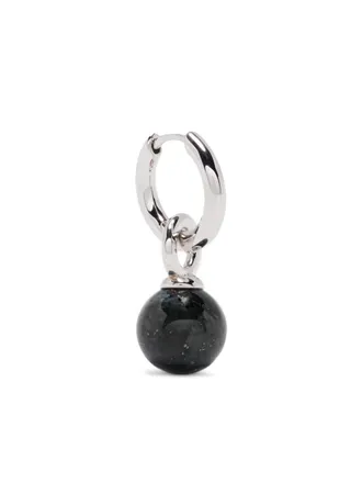 Tom Wood Cove hoop earring - unisex - Larvikite/Rhodium Plated Sterling Silver - One Size