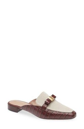 Cole Haan Pasha Bow Mule in Mahogany Croc Print /Canvas at Nordstrom Rack, Size 10