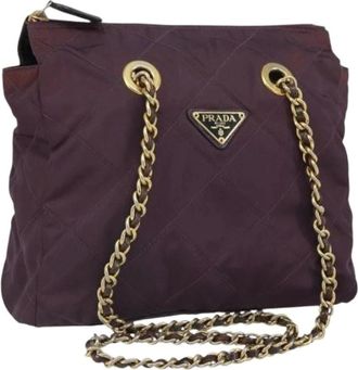 Prada Pre-owned Shoulder Bags, female, Purple, Size: ONE SIZE Pre-owned Nylon Shoulder Bag