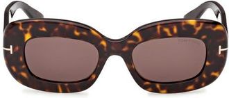 Tom Ford Islay 50mm Small Rectangular Sunglasses in Dark Havana /Brown at Nordstrom