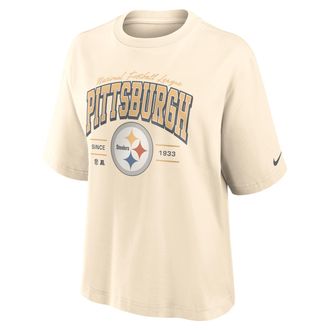 Nike Pittsburgh Steelers Vintage Mod Boxy Nike Womens NFL T-Shirt in White | 01CM15A7L-U9E