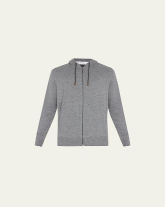 Brunello Cucinelli Mens Cashmere Full-Zip Hoodie