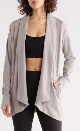 90 Degree by Reflex Marled Piqu&eacute; Open Front Cardigan in Steel Gray at Nordstrom Rack, Size X-Large