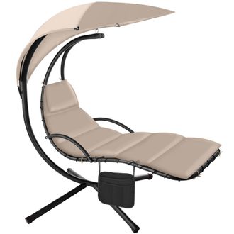 TecTake Hanging Chair Elaria - large sun canopy with UV-protection, sturdy in Beige | Size: 1 Seater