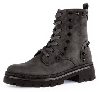 Gabor Schn&uuml;rboots GABOR Florenz, Damen, Gr. 38, grau, Nubukleder, unifarben, Schuhe Schn&uuml;rboots, Blockabsatz, Schn&uuml;rstiefelette, Komfortschuh in Weite G (= 