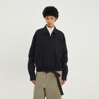 1989 STUDIO Dark blue short trench jacket