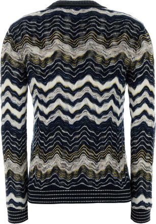 Missoni Womens Embroidered Stretch Wool Blend Sweater Multiblu Maglieria