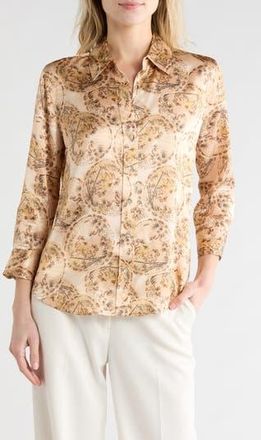 L'agence Dani Silk Button-Up Shirt in Vintage White Multi Parasol at Nordstrom Rack, Size Xx-Small