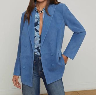 L'agence Aimee Relaxed Double Breasted Blazer In Blue Horizon