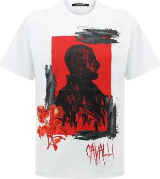 Roberto Cavalli Graphic Print Cotton T-Shirt, Size Large