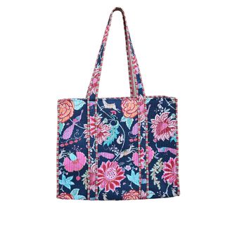 Generic Block Print Quilted Tote Bag for Women - Eco Friendly Cotton Shoulder Tote for Everyday Use