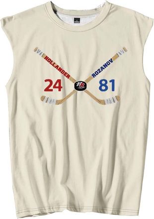 Generic Heated Rivalry Hollander Rozanov Hockey Tank Tops Sleeveless T-Shirt Unisex Casual Outdoor Sportwear (XXL,Beige)