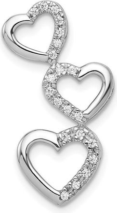 Diamond2Deal 14k White Gold 1/10 carat Diamond Triple Heart Chain Slide