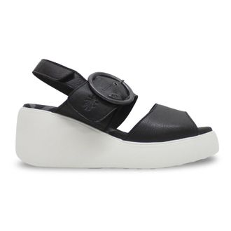 FLY London DIGO939FLY Mousse Leather Womens Heels Sandals - Black - Size:UK 6