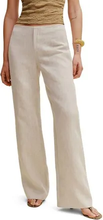 Reformation Vida Low Rise Linen Pants in Oatmeal at Nordstrom, Size 12