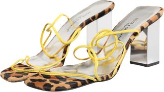 Dolce & Gabbana Multicolor Leather Block Heels Sandals Womens Shoes