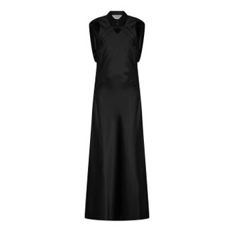 Off-white Off White Dames Cut Out Satijnen Mouwloze Maxi-jurk (Zwart)