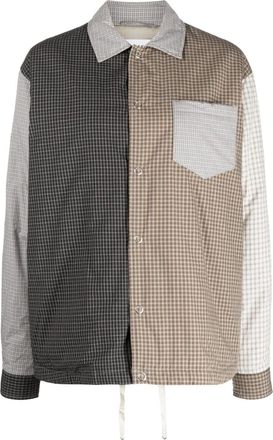 Tanaka Camicia a quadri con design color-block - Marrone