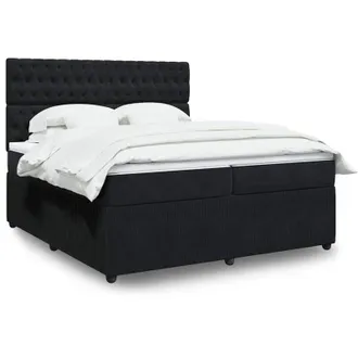 vidaXL Cama Box Spring Con Colch&oacute;n Terciopelo Negro 200x200 Cm