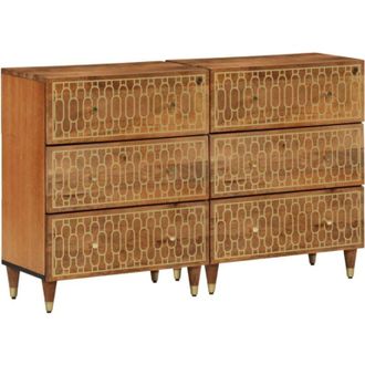 vidaXL Credenze 2 pz 60x33x75 cm in Legno Massello di Mango vidaXL