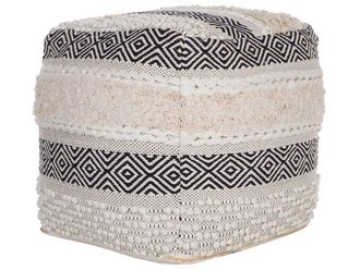 Beliani Puf algod&oacute;n beige 50 cm 50 cm 50 cm