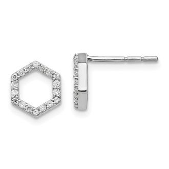 Diamond2Deal 1/5 ct Lab Grown Diamond Hexagon Stud Earrings 14k Gold VS Clarity, D-E Color