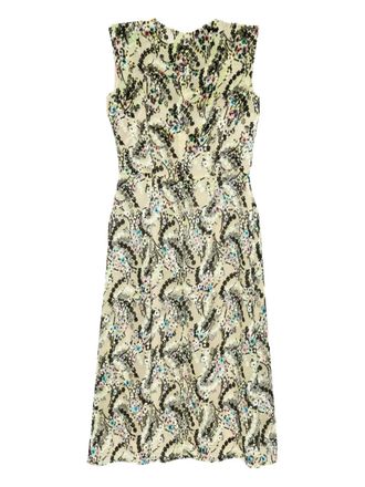 Prada floral textured velvet dress - Green
