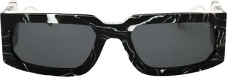 Philipp Plein SPP119M Marble-Textured Rectangular Sunglasses - Black