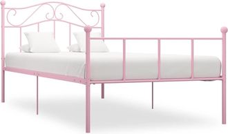 vidaXL Estructura De Cama Sin Colch&oacute;n Metal Rosa 90x200 Cm Vidaxl