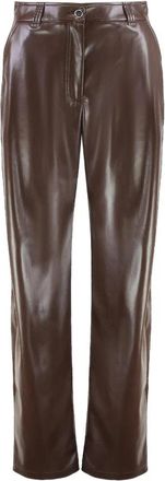 Pinko Balloon Broeken - Dames - Straight fit broeken - Bruin - M - Leer - Broeken
