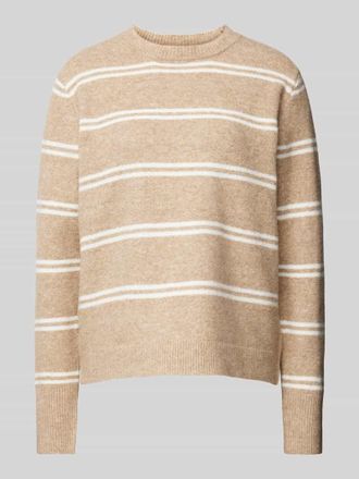 Pieces Regular Fit Strickpullover mit Streifenmuster Modell OLIVIA in Ecru, Gr&ouml;&szlig;e S