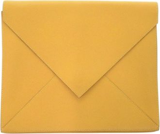 Herm&egrave;s Yellow Courchevel Leather Clutch Bag (Pre-Owned)