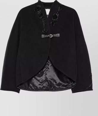 Forte_Forte cropped bead-embellished v-neck jacket
